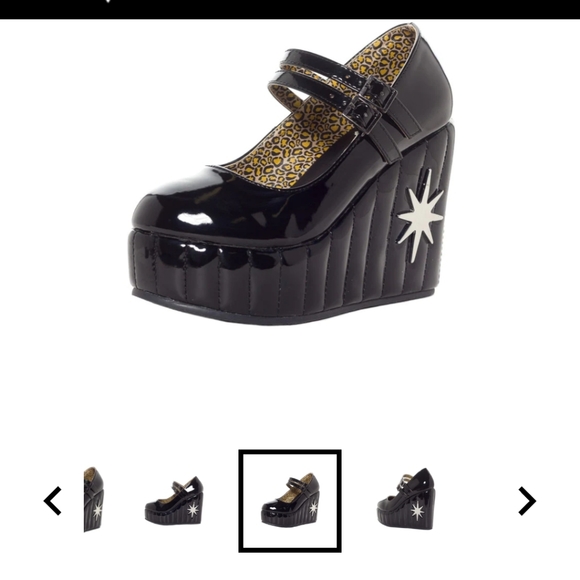 TUK x LUX DE VILLE - Black Starburst Platform Mary Jane Wedges - New in Box⚡ - Picture 7 of 12